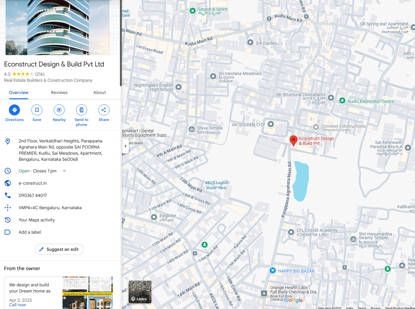 Map showing Econstruct location