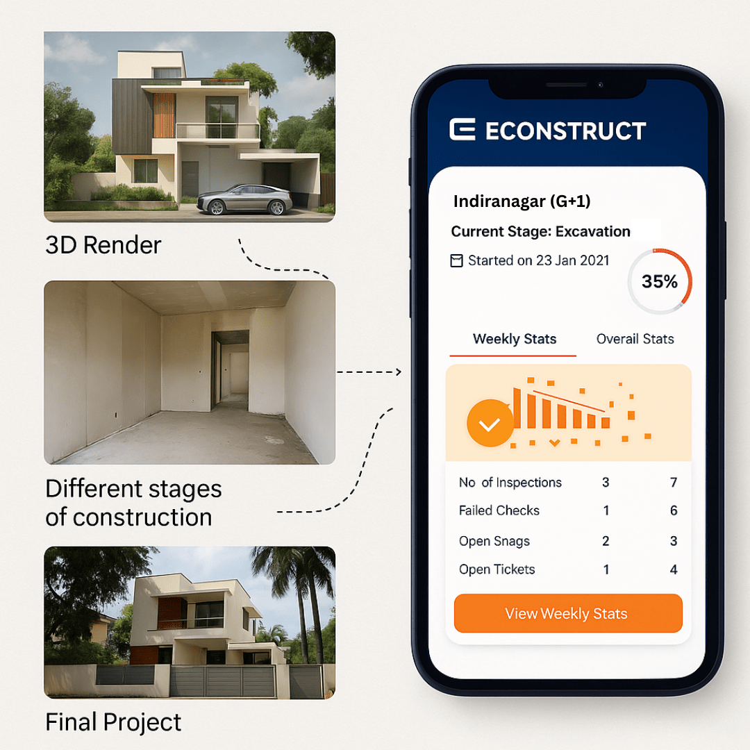 Phone showing construction tracking app